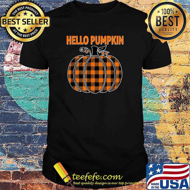 Hello Pumpkin Buffalo Plaid Halloween T-Shirt