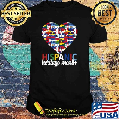 Hispanic Heritage Month all Countries Flags heart T-Shirt
