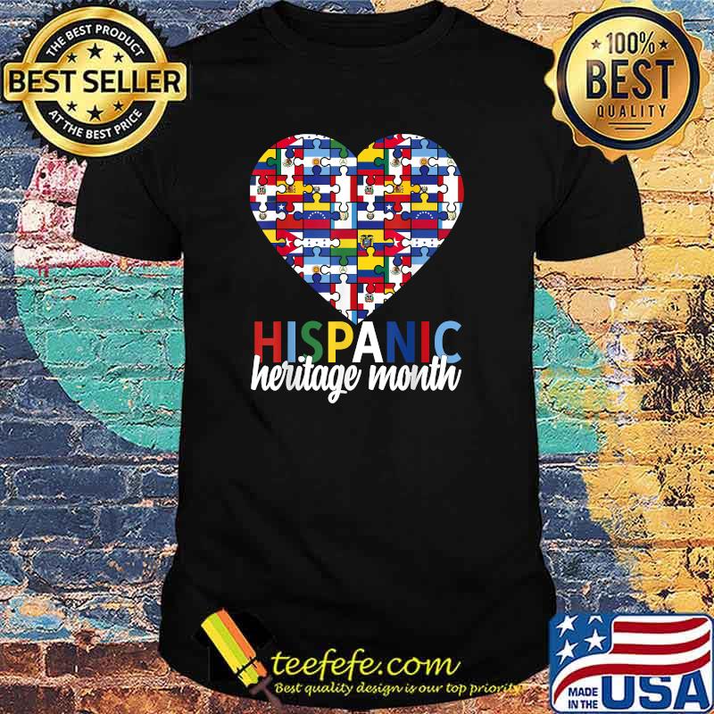 Hispanic Heritage Month all Countries Flags heart T-Shirt