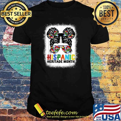 Hispanic Heritage Month Girl With Glasses Bun Latin Flags T-Shirt