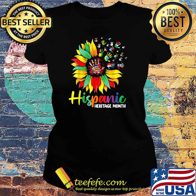 Hispanic Heritage Month Woman Latino Countries Flag Sunflower T-Shirt Ladies tee Hispanic Heritage Month Woman Latino Countries Flag Sunflower T-Shirt Ladies tee