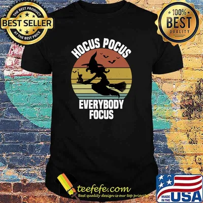 Hocus Pocus Everybody Focus Witch Halloween Teacher Cat T-Shirt