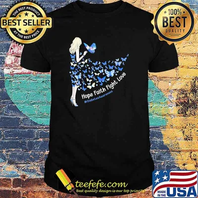 Hope Faith Fight Love Diabetes Awareness Butterflies shirt