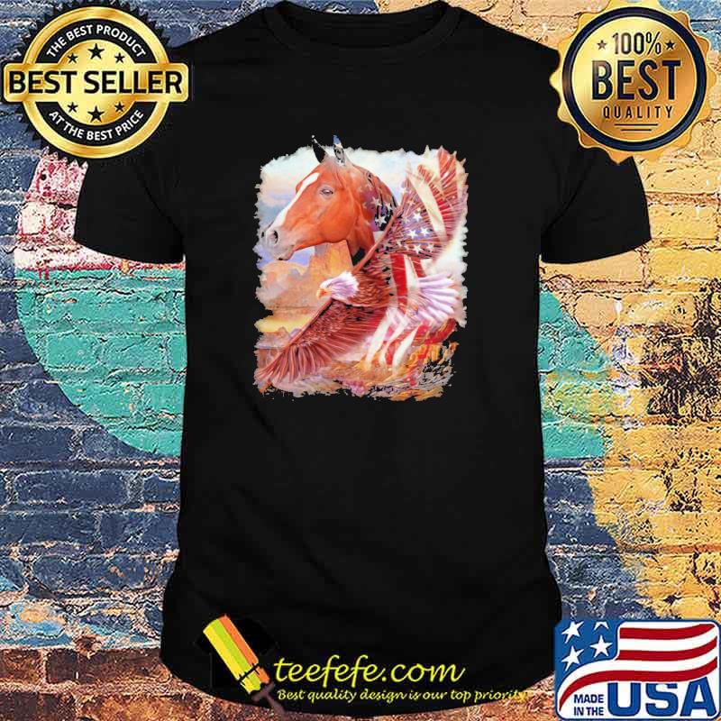 Horse american patriot usa flag and eagle shirt
