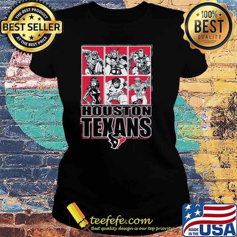 Houston Texans Disney Marvel Avengers Line-Up s Ladies tee Houston Texans Disney Marvel Avengers Line-Up s Ladies tee
