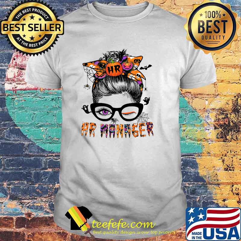 HR Manager Halloween Costume Messy Bun Pumpkin T-Shirt