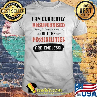 I am currently unsupervised i know it freaks me out too but the possibilities are endless shirt