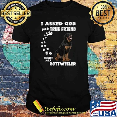 I asked God for a true Friend so he sent me a ROTTWEILER Dog Quote Rottie animal T-shirt