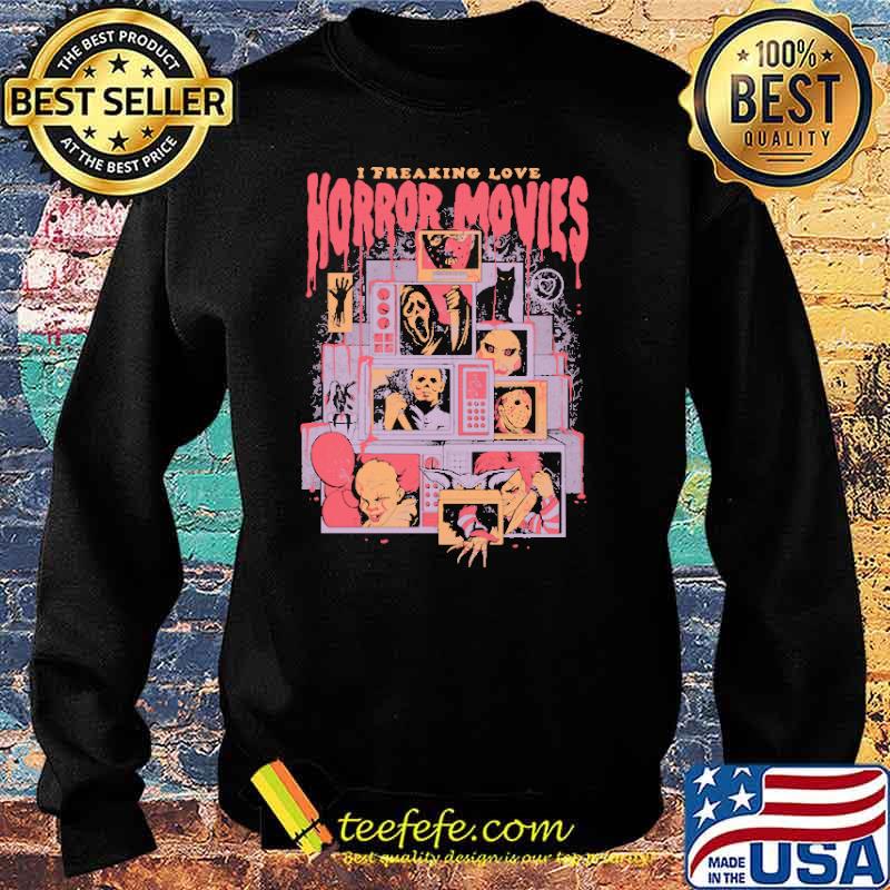 I Freaking Love Horror Movies Scary Clown Ghostface s Sweater I Freaking Love Horror Movies Scary Clown Ghostface s Sweater