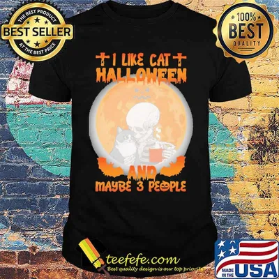 I Like Cat Halloween And Maybe 3 People Skull Shirt