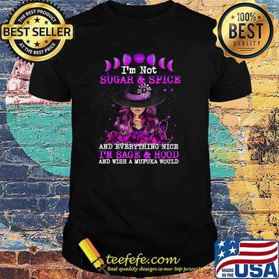 I'm Not Sugar And Spice And Everything Nice I'm Sage Hood Witch And Moon And Butterflies T-Shirt