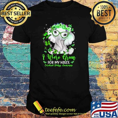 I Wear Green For My Niece Elephant Cerebral Palsy Awareness T-Shirt