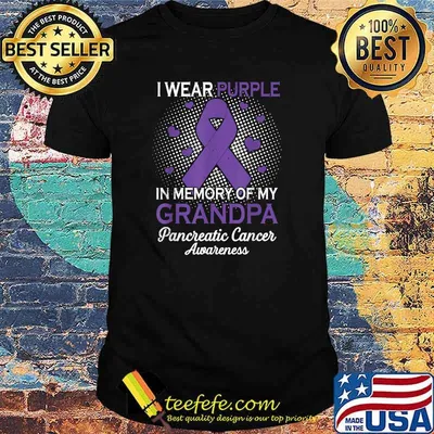 I Wear Purple In Memory Of Grandpa Pancreatic Cancer Awareness Ribbon T-Shirt
