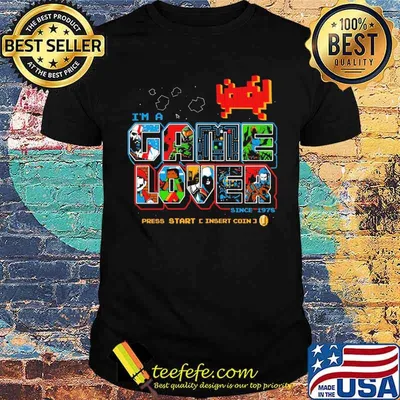 Im a game lover since 1978 press start insert coin Master Chief Nintendo Space Invaders Super Mario Bros The Witcher Shirt