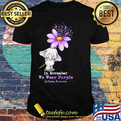 In November We Wear Purple Epilepsy Awareness Elephant Shirt