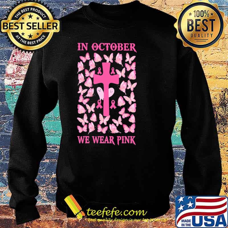 In October We Wear Pink Butterfly Shirt Sweater In October We Wear Pink Butterfly Shirt Sweater