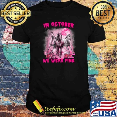 In October We Wear Pink Horse Breast Cancer Halloween T-Shirt