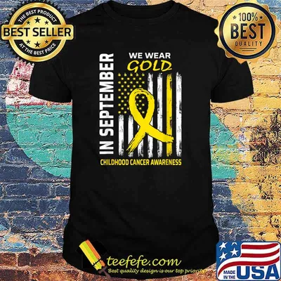 In September We Wear Gold Flag Childhood Cancer Awareness T-Shirt