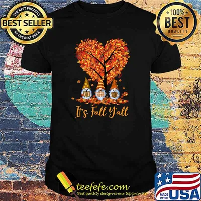 It's Fall Y'all Gnomes Pumpkins Autumn Tree T-Shirt