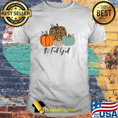 It's Fall Y'all Leopard Pumpkin Autumn Thanksgiving Hallowen T-Shirt