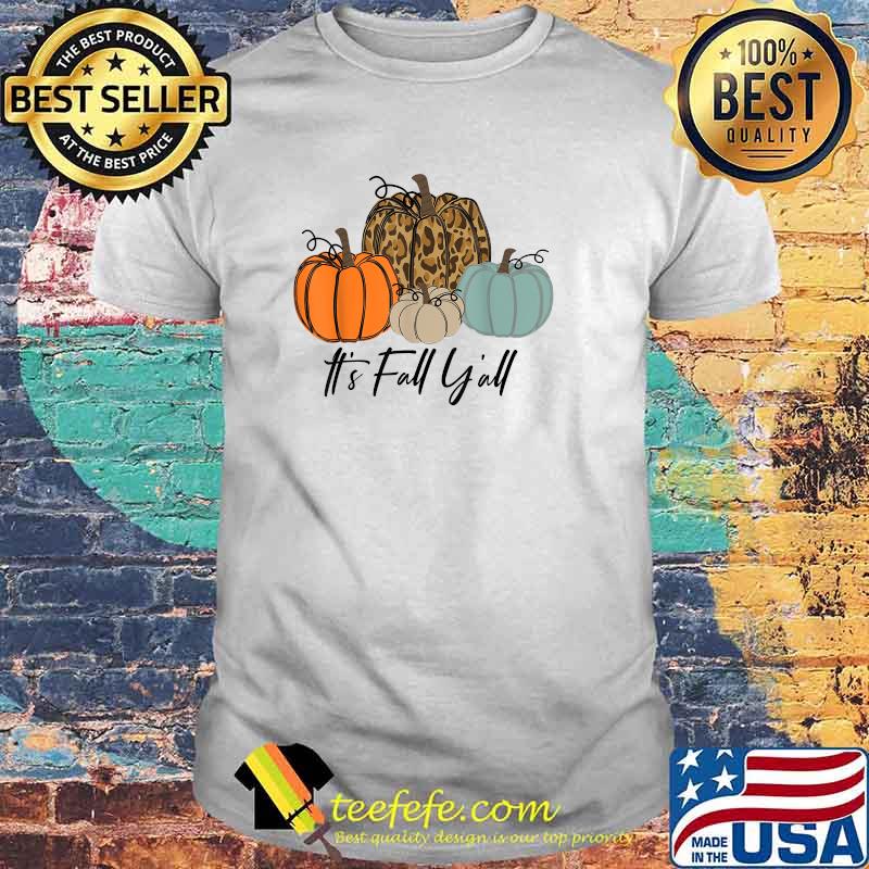 It's Fall Y'all Leopard Pumpkin Autumn Thanksgiving Hallowen T-Shirt