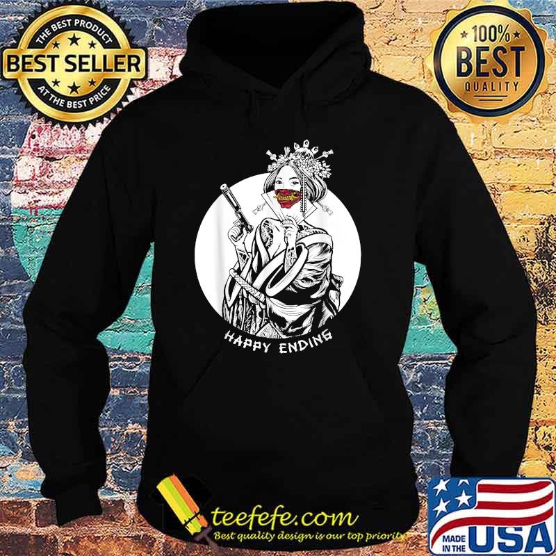 Japanese Geisha with Oni Mask Japanese Demon Happy Ending T-Shirt Hoodie Japanese Geisha with Oni Mask Japanese Demon Happy Ending T-Shirt Hoodie