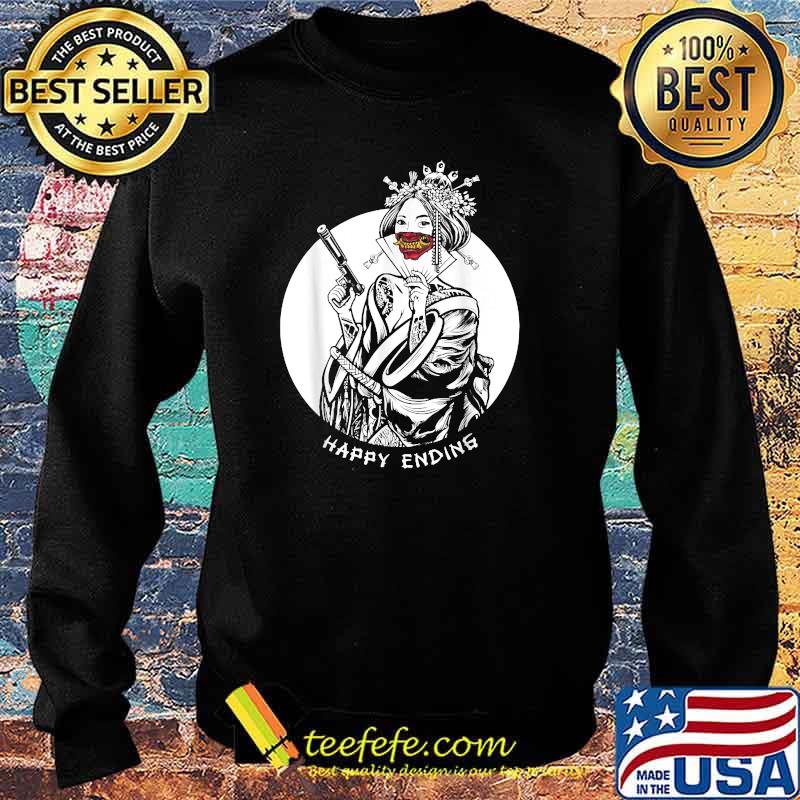 Japanese Geisha with Oni Mask Japanese Demon Happy Ending T-Shirt Sweater Japanese Geisha with Oni Mask Japanese Demon Happy Ending T-Shirt Sweater