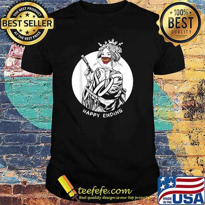 Japanese Geisha with Oni Mask Japanese Demon Happy Ending T-Shirt