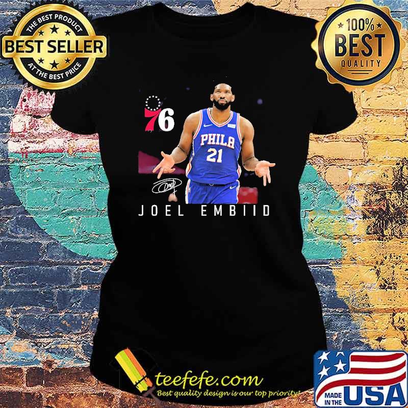 Joel Embiid Philadelphia 76ers Signature s Ladies tee Joel Embiid Philadelphia 76ers Signature s Ladies tee