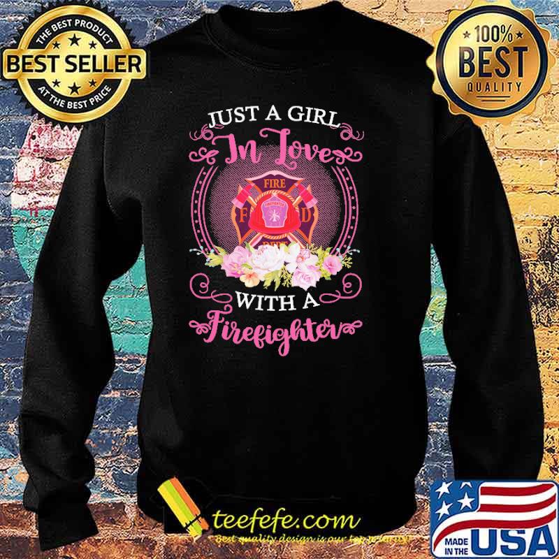 Just a girl in love with a firefighter logo flower s Sweater Just a girl in love with a firefighter logo flower s Sweater