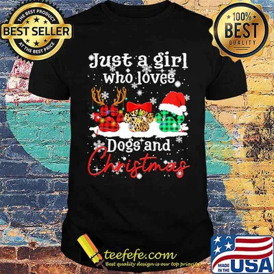 Just a girl who loves dogs and christmas leopard hat santa shirt