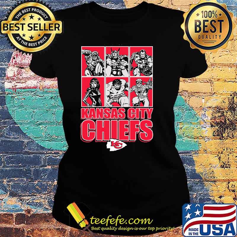 Kansas City Chiefs Disney Marvel Avengers Line-Up s Ladies tee Kansas City Chiefs Disney Marvel Avengers Line-Up s Ladies tee