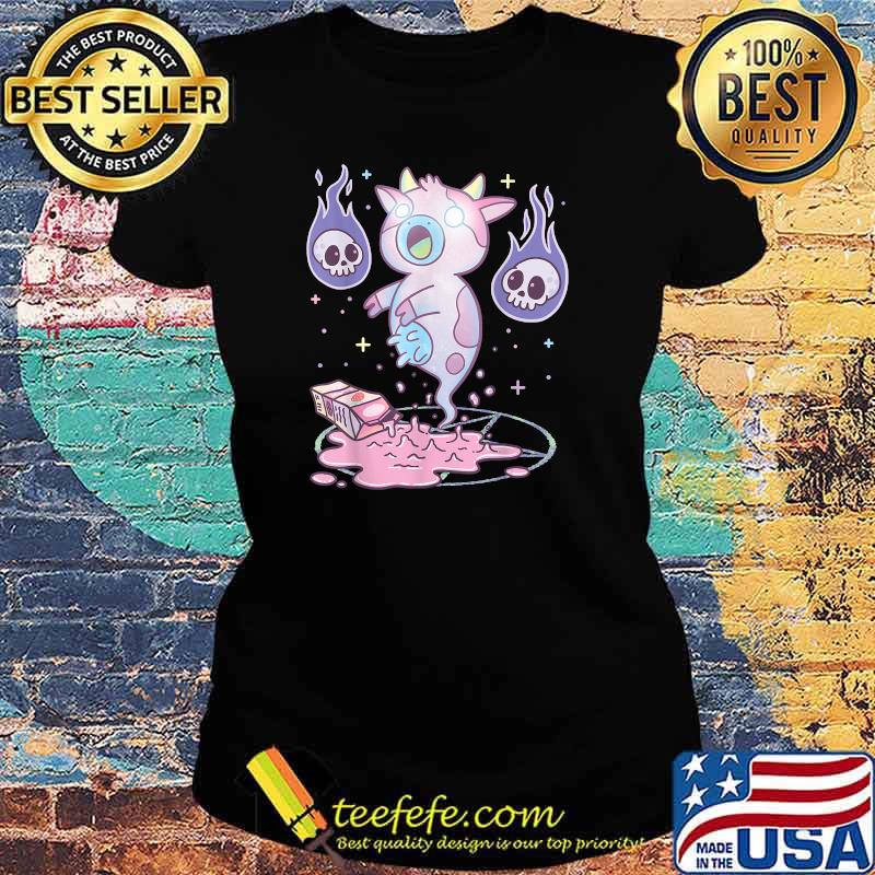 Kawaii Pastel Goth Cute Creepy Strawberry Milk Ghost Cow T-Shirt Ladies tee Kawaii Pastel Goth Cute Creepy Strawberry Milk Ghost Cow T-Shirt Ladies tee
