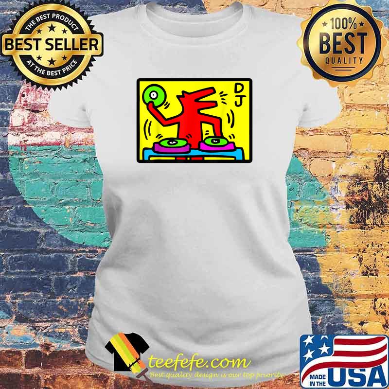 Keiths Haring DJ Cartoon T-Shirt Laides tee Keiths Haring DJ Cartoon T-Shirt Laides tee
