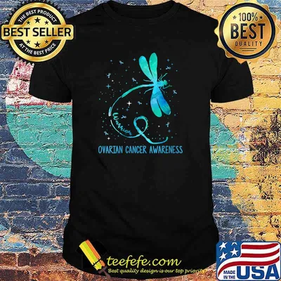 Ki Ovarian Cancer Awareness Costume Dragonfly Ribbon T-Shirt