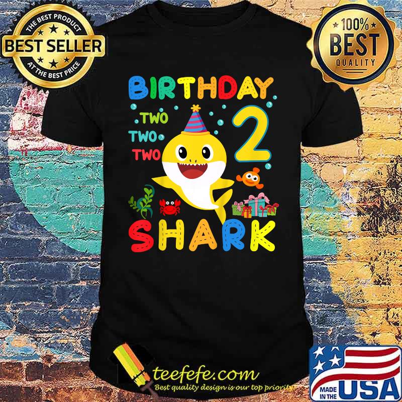 Kids Baby Shark 2nd Birthday Boy Girl 2 Year Old Gift Kids T-Shirt