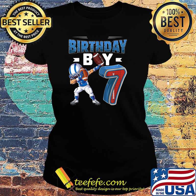Kids dabbing boy 7 year old American Football 7th birthday party T-Shirt Ladies tee Kids dabbing boy 7 year old American Football 7th birthday party T-Shirt Ladies tee