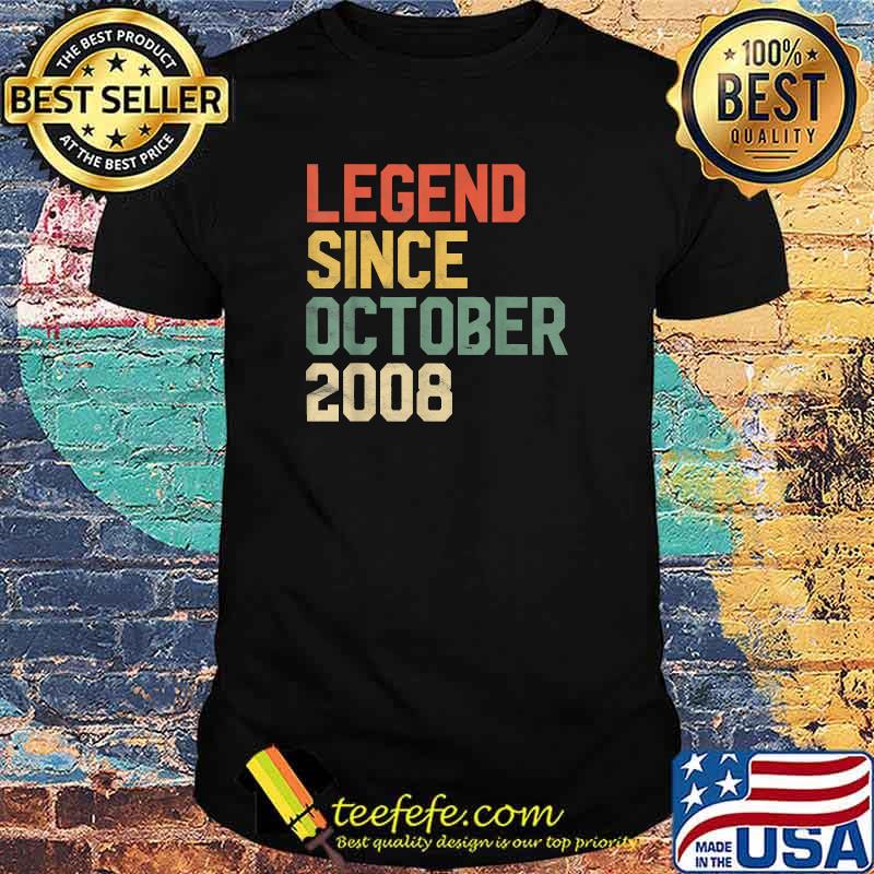 Legend Since October 2008 13th Birthday Gift 13 Year Old T-Shirt