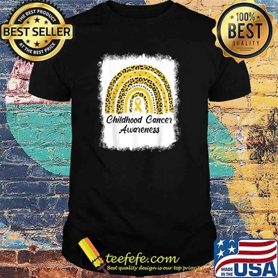 Leopard Rainbow Gold Childhood Cancer Awareness Bleached T-Shirt