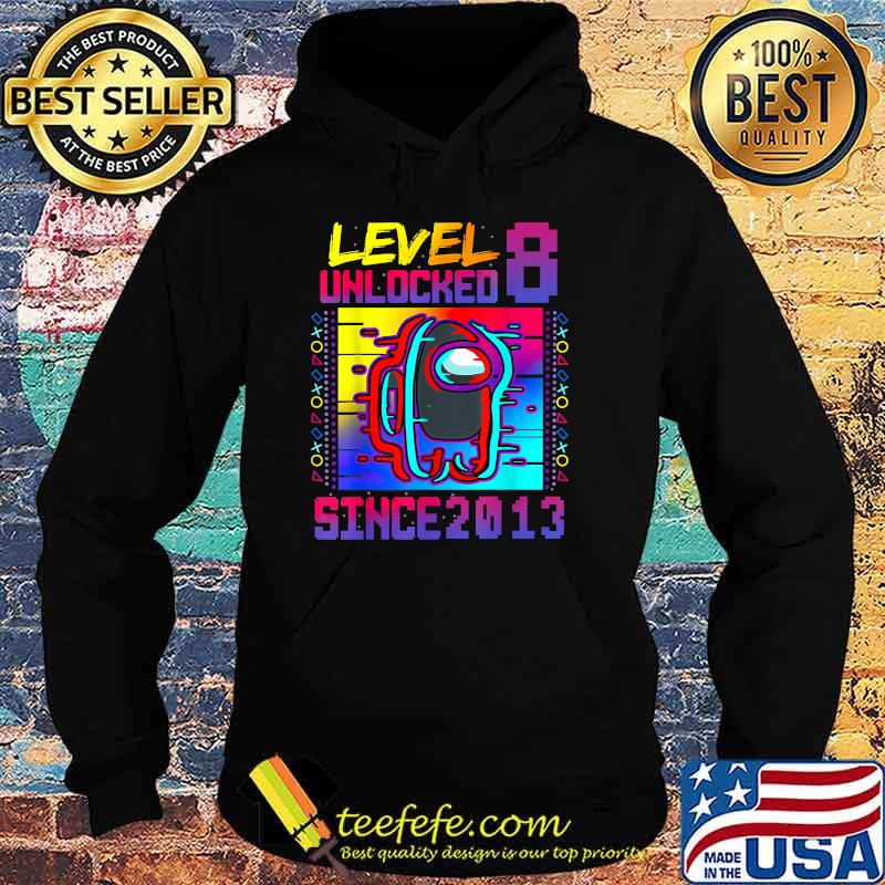 Level 8 Unlocked since 2013 Disstressed Gamer Birthday Kid T-Shirt Hoodie Level 8 Unlocked since 2013 Disstressed Gamer Birthday Kid T-Shirt Hoodie