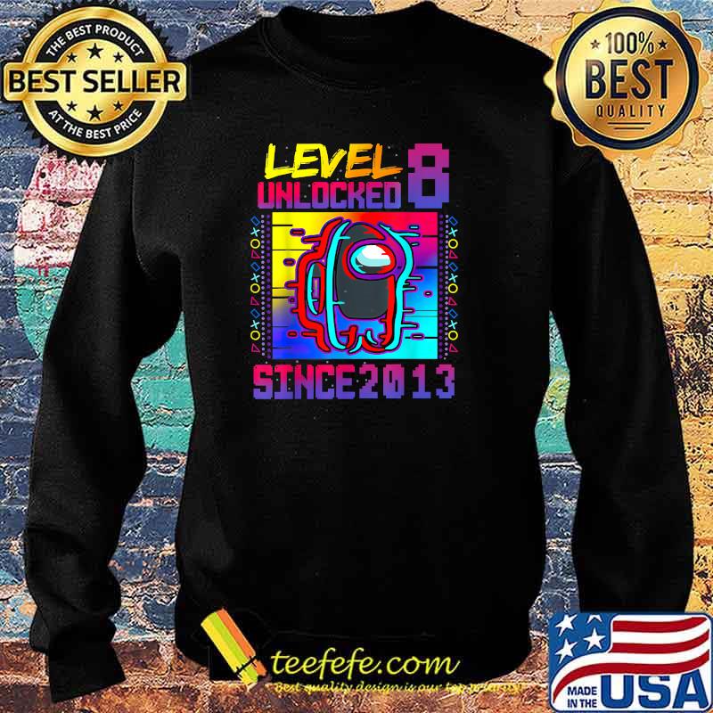 Level 8 Unlocked since 2013 Disstressed Gamer Birthday Kid T-Shirt Sweater Level 8 Unlocked since 2013 Disstressed Gamer Birthday Kid T-Shirt Sweater