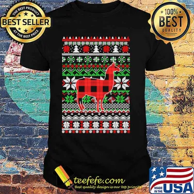 Llama Red Plaid Ugly Christmas Shirt