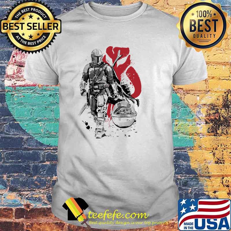 Lone Hunter and Cub Mandalorian Yoda Shirt