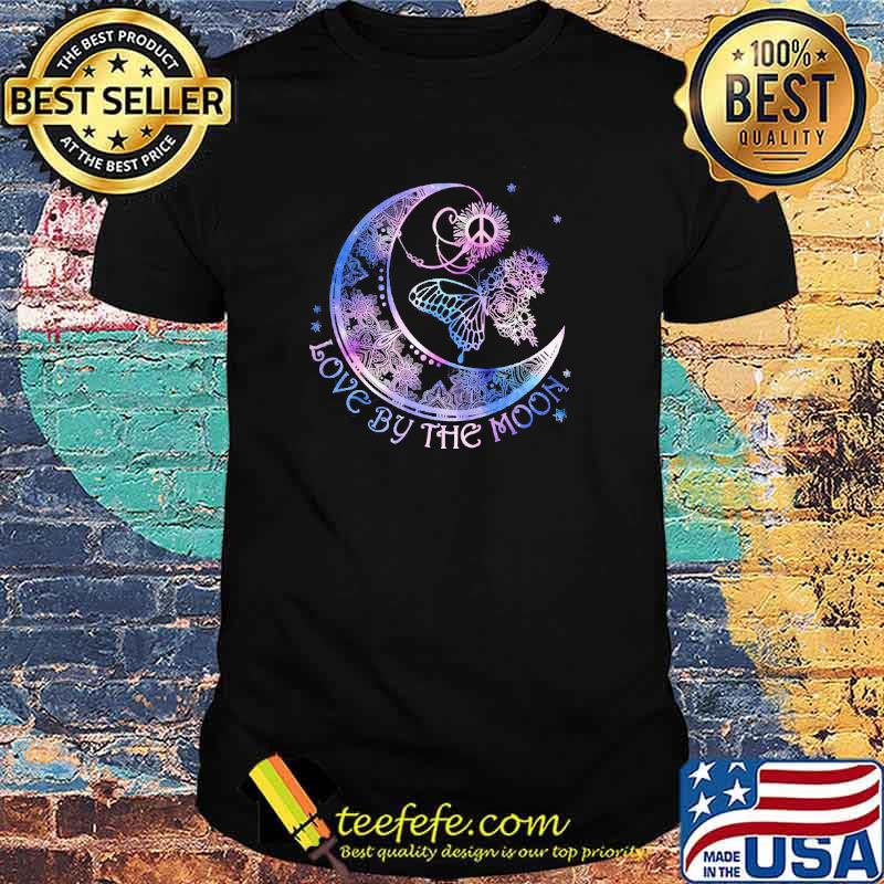 Love by the moon butterfly hippie symbol shirt