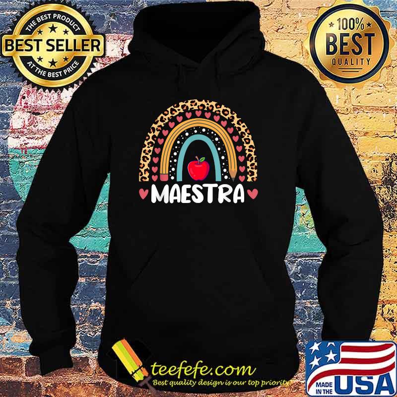 Maestra Spanish Teacher Boho Rainbow Leopard T-Shirt Hoodie Maestra Spanish Teacher Boho Rainbow Leopard T-Shirt Hoodie