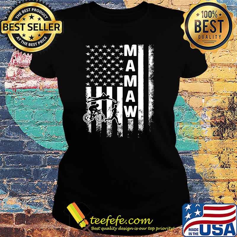 Mamaw American Flag Triathlon Running Swimming Bicycling T-Shirt Ladies tee Mamaw American Flag Triathlon Running Swimming Bicycling T-Shirt Ladies tee