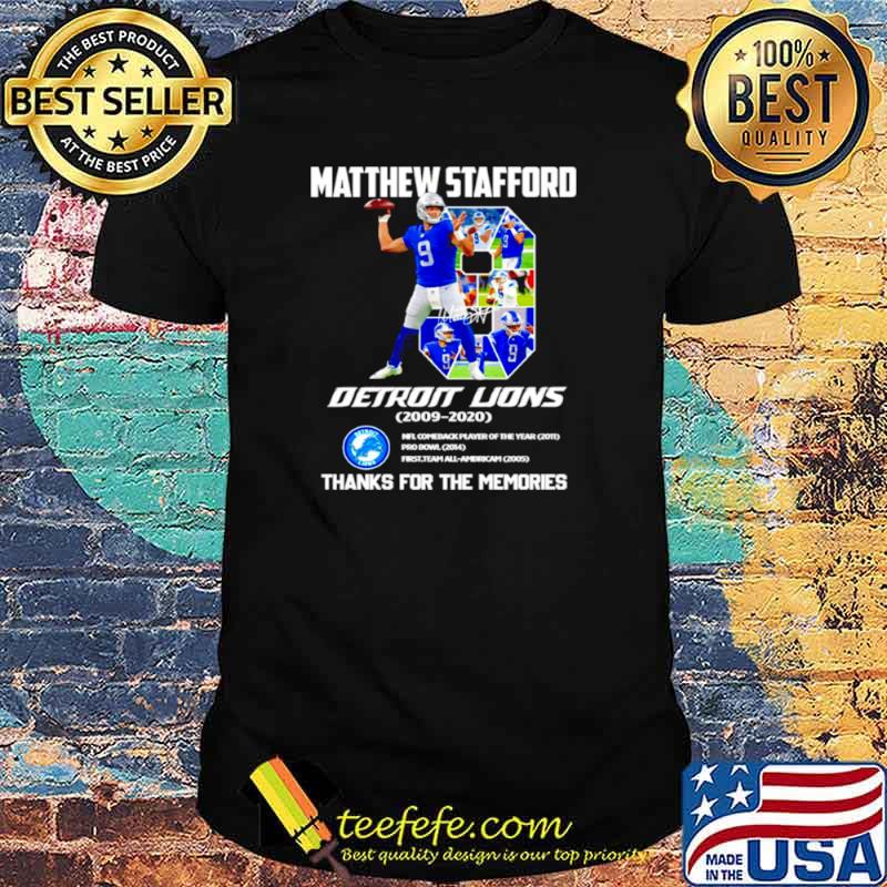 Matthew Stafford Thank For The Memories Shirt - High-Quality