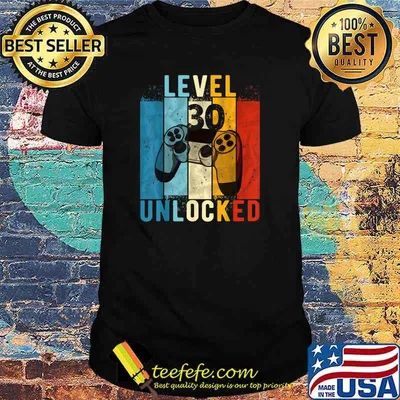 Mens Level 30 Unlocked Video Gamer 30 Year Old 30th Birthday T-Shirt