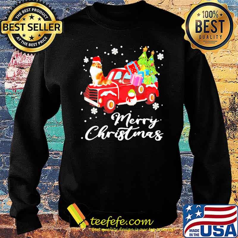Merry Christmas light Dog Collie riding red truck s Sweater Merry Christmas light Dog Collie riding red truck s Sweater