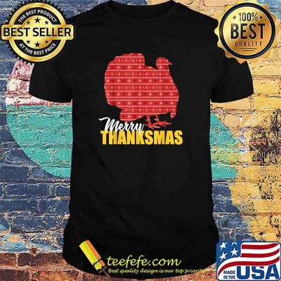 Merry Thanksmas Turkey Santa Christmas -Shirt